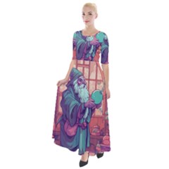 Fantasy Magic Magical Wizard Half Sleeves Maxi Dress by Jancukart