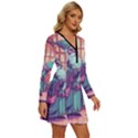 Fantasy Magic Magical Wizard Long Sleeve Deep V Mini Dress  View3