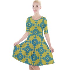 Pattern 4 Quarter Sleeve A-line Dress by GardenOfOphir