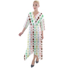 Pattern 50 Quarter Sleeve Wrap Front Maxi Dress by GardenOfOphir