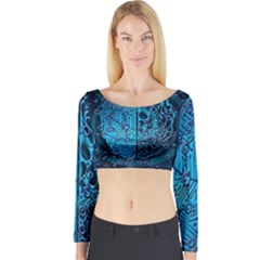 Artificial Intelligence Network Blue Art Long Sleeve Crop Top by Semog4