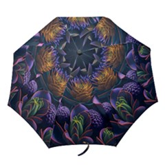 Ai Generated Succulents Flowers Folding Umbrellas by Semog4