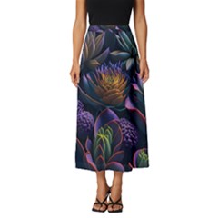 Ai Generated Succulents Flowers Classic Midi Chiffon Skirt by Semog4