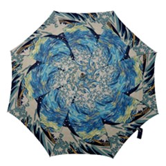 Starry Night Hokusai Vincent Van Gogh The Great Wave Off Kanagawa Hook Handle Umbrellas (large) by Semog4