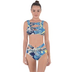 Starry Night Hokusai Vincent Van Gogh The Great Wave Off Kanagawa Bandaged Up Bikini Set  by Semog4
