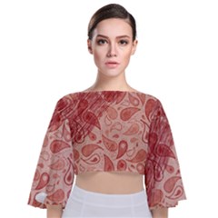 Tribal Background Pattern Texture Design Tie Back Butterfly Sleeve Chiffon Top by Semog4