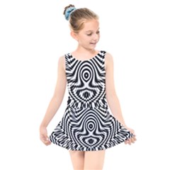 Monochrome Symmetry Abstract Kids  Skater Dress Swimsuit by Jancukart
