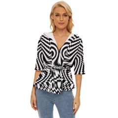 Monochrome Symmetry Abstract Lightweight Drawstring Hooded Top by Jancukart