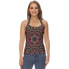 Mandala Rosette Pattern Kaleidoscope Abstract Basic Halter Top by Jancukart
