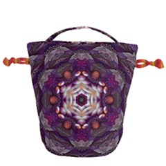 Rosette Kaleidoscope Mosaic Abstract Background Art Drawstring Bucket Bag by Jancukart