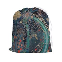 Ai Generated Flower Trees Forest Mystical Forest Drawstring Pouch (2xl) by Ravend