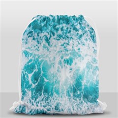Tropical Blue Ocean Wave Drawstring Bag (small) by Jack14