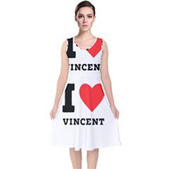 I Love Vincent  V-neck Midi Sleeveless Dress  by ilovewhateva
