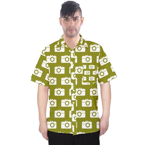Modern Chic Vector Camera Illustration Pattern Men s Hawaii Shirt by GardenOfOphir