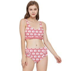 Modern Chic Vector Camera Illustration Pattern Frilly Bikini Set by GardenOfOphir