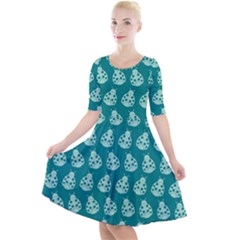 Ladybug Vector Geometric Tile Pattern Quarter Sleeve A-line Dress by GardenOfOphir
