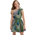 Peacock Bird Feather Colourful Kids  One Shoulder Party Dress View1