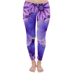 Pattern Floral Flora Flower Flowers Blue Violet Patterns Classic Winter Leggings by Jancukart