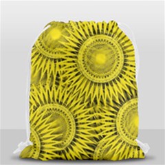 Abstract Sun Pattern Yellow Background Drawstring Bag (small) by Jancukart