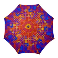 Squares Geometric Colorful Fluorescent Golf Umbrellas by Jancukart