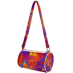 Squares Geometric Colorful Fluorescent Mini Cylinder Bag by Jancukart