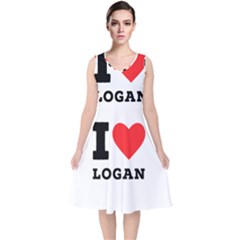I Love Logan V-neck Midi Sleeveless Dress  by ilovewhateva