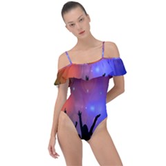 Cheers Frill Detail One Piece Swimsuit by nateshop