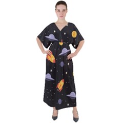 Cosmos V-neck Boho Style Maxi Dress by nateshop