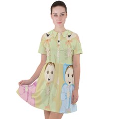 Happy 01 Short Sleeve Shoulder Cut Out Dress  by nateshop