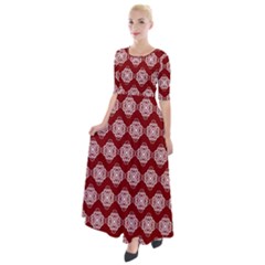 Abstract Knot Geometric Tile Pattern Half Sleeves Maxi Dress by GardenOfOphir