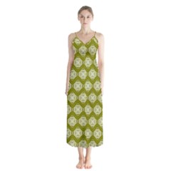 Abstract Knot Geometric Tile Pattern Button Up Chiffon Maxi Dress by GardenOfOphir