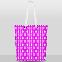 Purple Spatula Spoon Pattern Full Print Rope Handle Tote (small) by GardenOfOphir