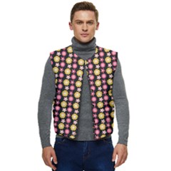 Cute Floral Pattern Men s Short Button Up Puffer Vest	 by GardenOfOphir