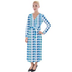 Blue Green Leaf Pattern Velvet Maxi Wrap Dress by GardenOfOphir