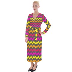Chevron Pattern Gifts Velvet Maxi Wrap Dress by GardenOfOphir