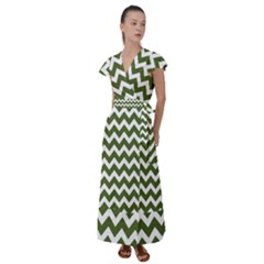 Chevron Pattern Gifts Flutter Sleeve Maxi Dress by GardenOfOphir
