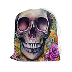 Skull And Bones Retro Drawstring Pouch (2xl) by GardenOfOphir