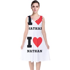 I Love Nathan V-neck Midi Sleeveless Dress  by ilovewhateva