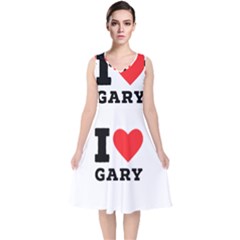 I Love Gary V-neck Midi Sleeveless Dress  by ilovewhateva