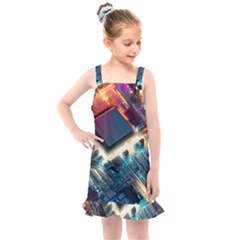 Ai Generated Motherboard City Technology Tech Cpu Kids  Overall Dress by Jancukart
