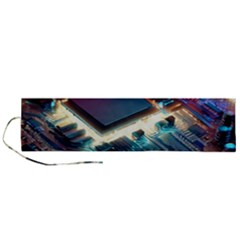 Ai Generated Motherboard City Technology Tech Cpu Roll Up Canvas Pencil Holder (l) by Jancukart