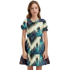 Ai Generated Motherboard City Technology Tech Cpu Kids  Puff Sleeved Dress by Jancukart