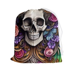 Skull Bones Drawstring Pouch (2xl) by GardenOfOphir
