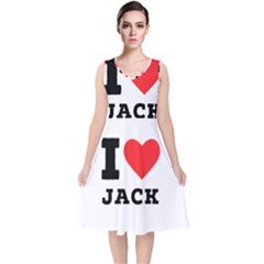 I Love Jack V-neck Midi Sleeveless Dress  by ilovewhateva