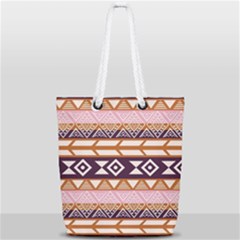 Print Pattern Design Vintage Full Print Rope Handle Tote (small) by Ravend