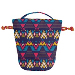 Pattern Colorful Aztec Drawstring Bucket Bag by Ravend