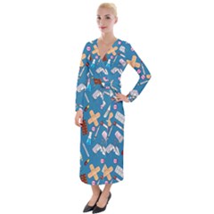 Medicine Pattern Velvet Maxi Wrap Dress by SychEva