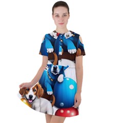 Cute Dog Dogs Animal Pet Short Sleeve Shoulder Cut Out Dress  by Semog4