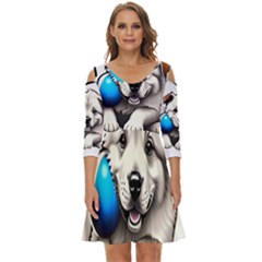 Dog Animal Pet Puppy Pooch Shoulder Cut Out Zip Up Dress by Semog4