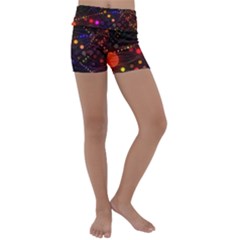 Abstract Light Star Design Laser Light Emitting Diode Kids  Lightweight Velour Yoga Shorts by Semog4